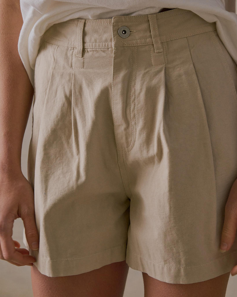 Double Pleated Twill Shorts